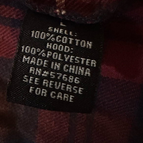 New Look Women's Hooded Plaid Flannel Shirt - Red & Black - Size Large - Picture 5 of 7